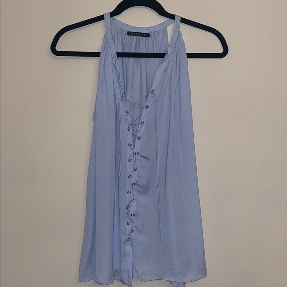 Barely worn! Light Blue Lace Up Summer Tank Top